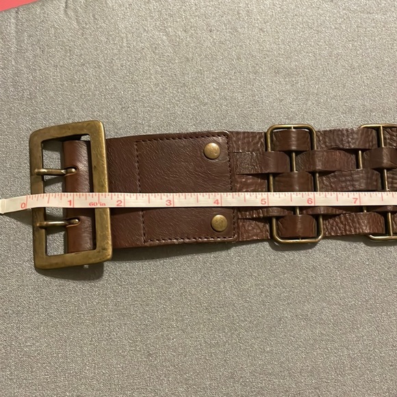 KOOBA Leather Belt - Italy - Woven Vintage Wide Braided Brown Brass Buck… - Picture 5 of 7